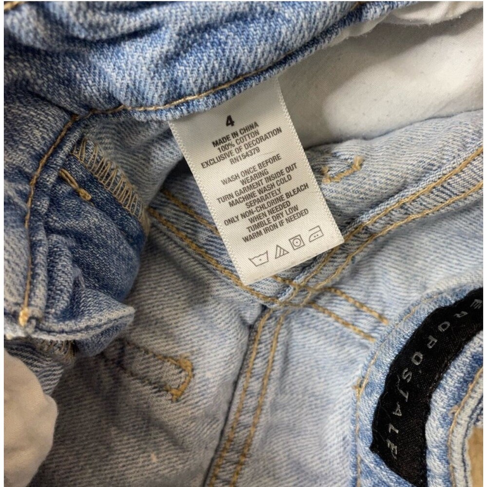 Aeropostale brand High waisted Aero cheeky light wash distressed frayed SZ 4 - Picture 6 of 6